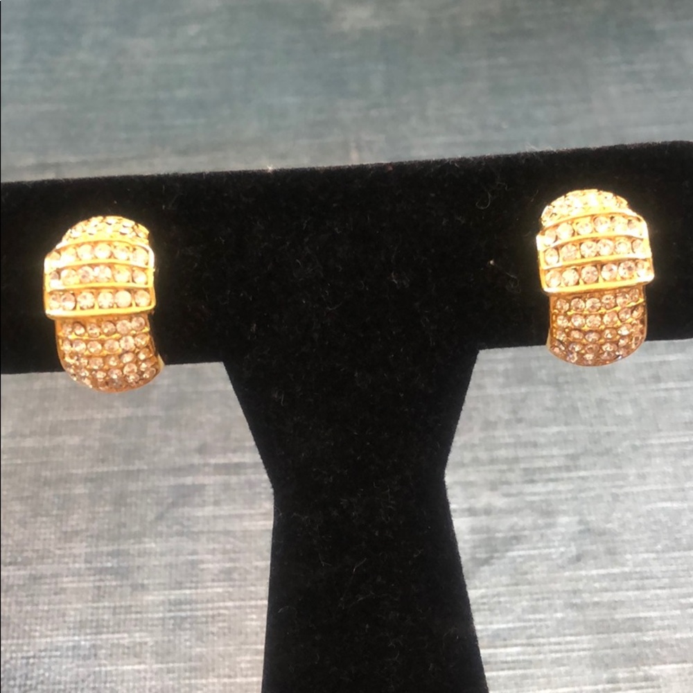 Crystal Buckle Curved Earrings,NWT